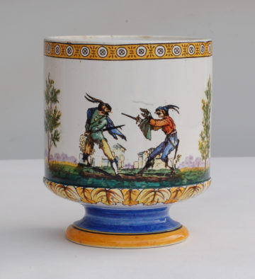 Gien Faience Commedia dell’Arte Vase c1870