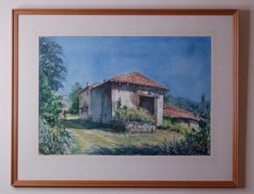 Old Farm Buildings, Galapian, France watercolour by Frederick Hollands