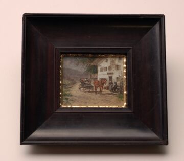 Carriage outside a Bavarian Farmhouse by Robert Schleich 1845-1934